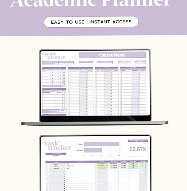 2024-2025 Academic Planner Spreadsheet: College Organization Made Easy — 🖌️ 🖌️ only tool for life admin