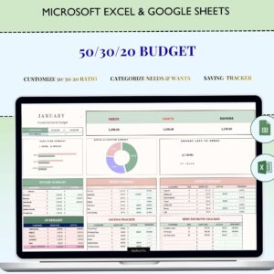 🖇️ 📅 50/30/20 Budget Vorlage Excel Google Sheets | secret to staying productive