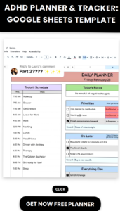 ADHD Planner & Tracker: Google Sheets Template — 💍 💍 no-stress tracker