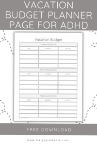 ADHD Vacation Budget Planner Page Design — 🌈 🖌️ romanticize your routine