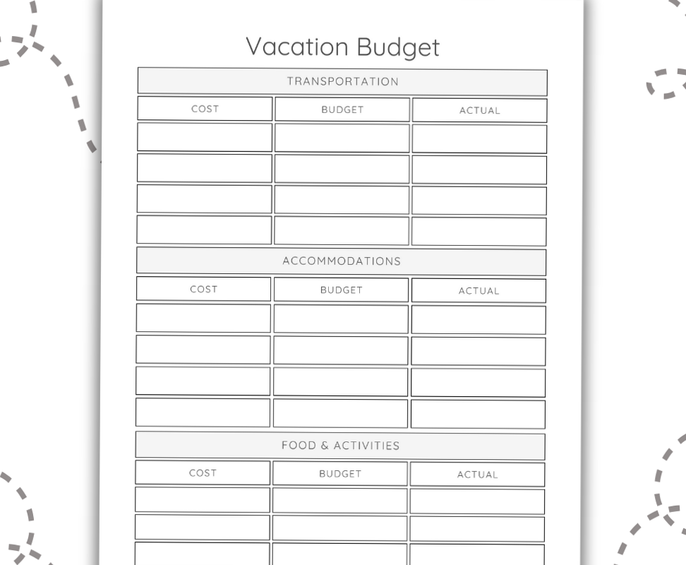 ADHD Vacation Budget Planner Page Design — 🌈 🖌️ romanticize your routine