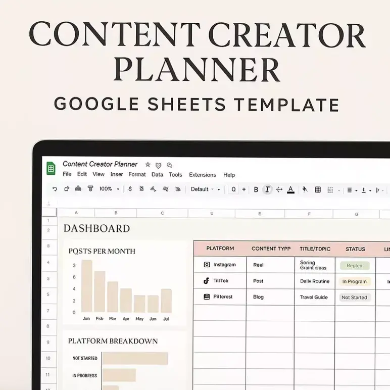 🤍 🌿 All-in-One Content Planner for Social Media Success | Google Sheets & Digital Marketing Template | stay inspired all year long