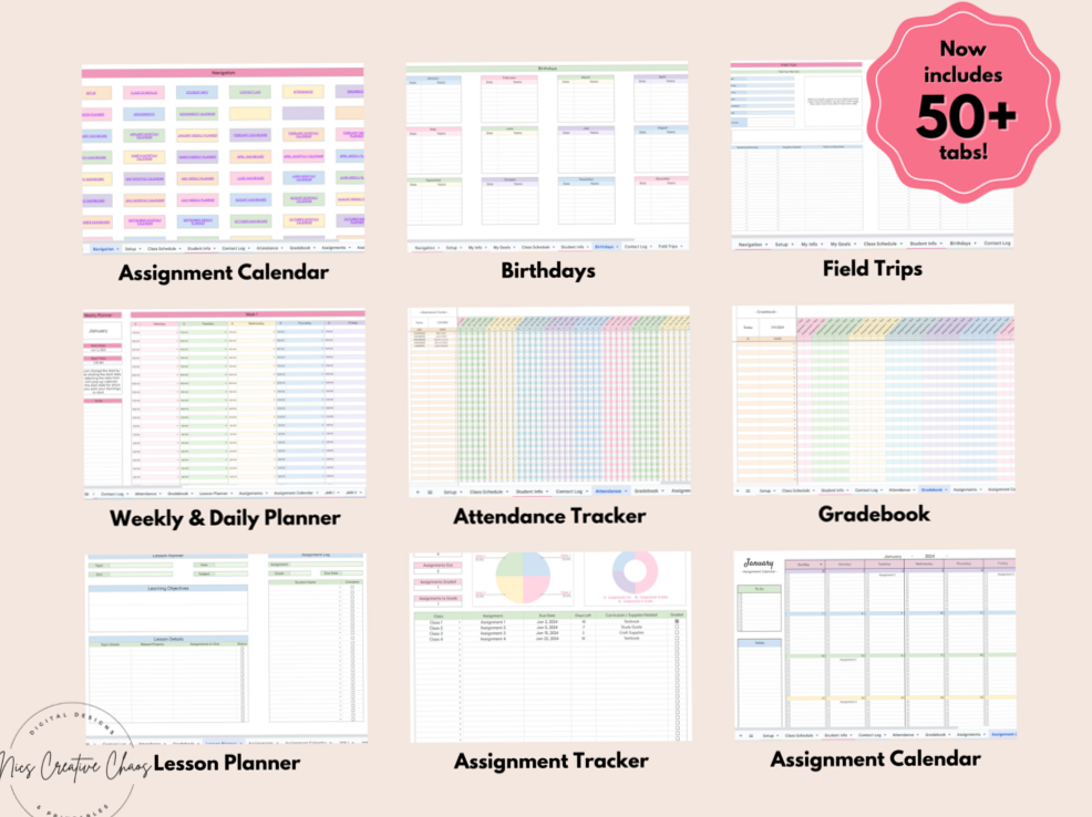 All-in-One Digital Teacher Planner | Google Sheets & Slides | Nics Creative Chaos — 💍 🌸 romanticize your routine