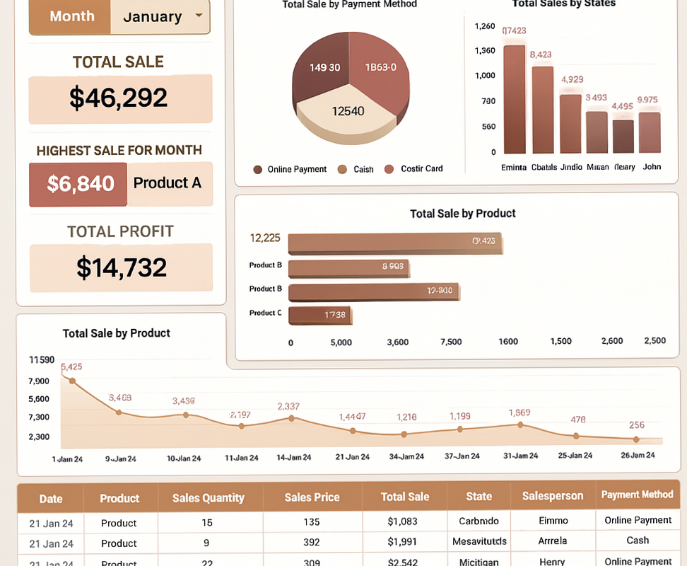 Automated Sales Dashboard in Google Sheets | Monthly Report Tracker — 💍 💌 seamless organization hack