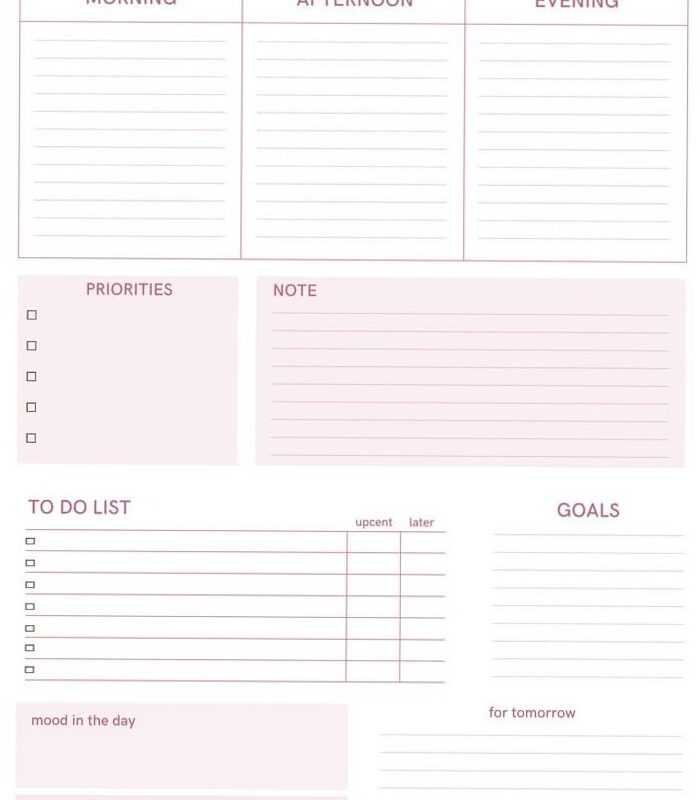 🥂 💍 Basic Pink Daily Planner – A4/Letter/Editable PDF | romanticize your routine
