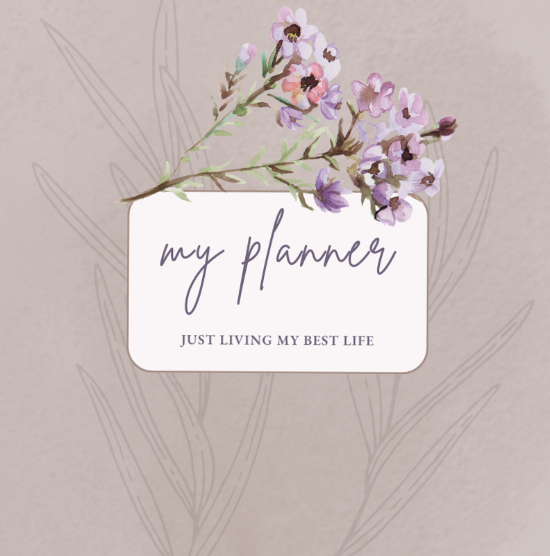 Beige Aesthetic Flower Planner Cover Design — 👰 💌 dream life manifestation