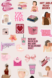 ✨ 🕯️ Bookish Girl Boss Stickers | Pink Aesthetic PNGs | stay inspired all year long