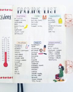 Bullet Journal Packing List Ideas for Organization — 🪄 💎 romanticize your routine