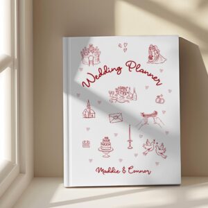 Custom Wedding Planner Notebook — Modern Handdrawn Design with Names — 💎 🌈 romanticize your routine