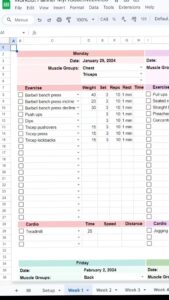 Custom Workout Planner for Google Sheets & Excel | Fitness Routine Builder 1768 — 🪄 💎 pro digital dashboard