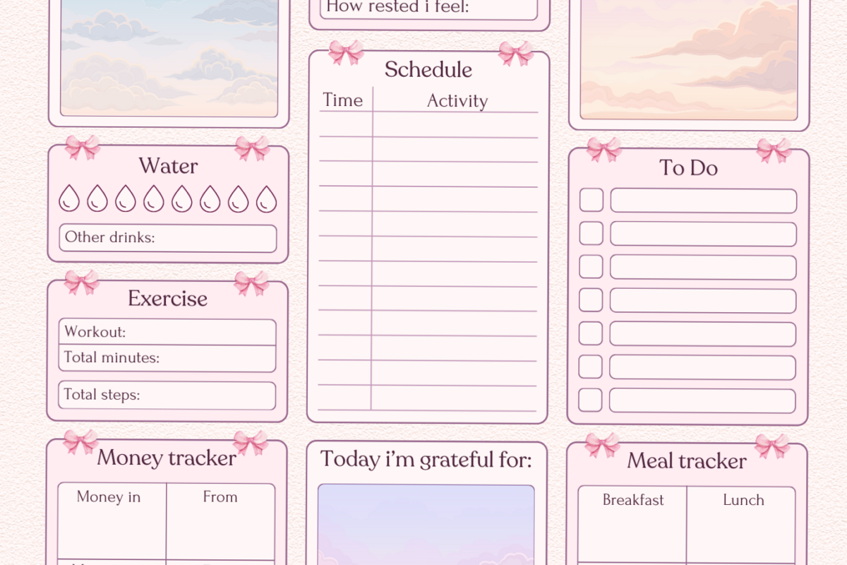 Cute Daily Planner 🌸 Printable & Digital Page — 🌸 🥂 romanticize your routine