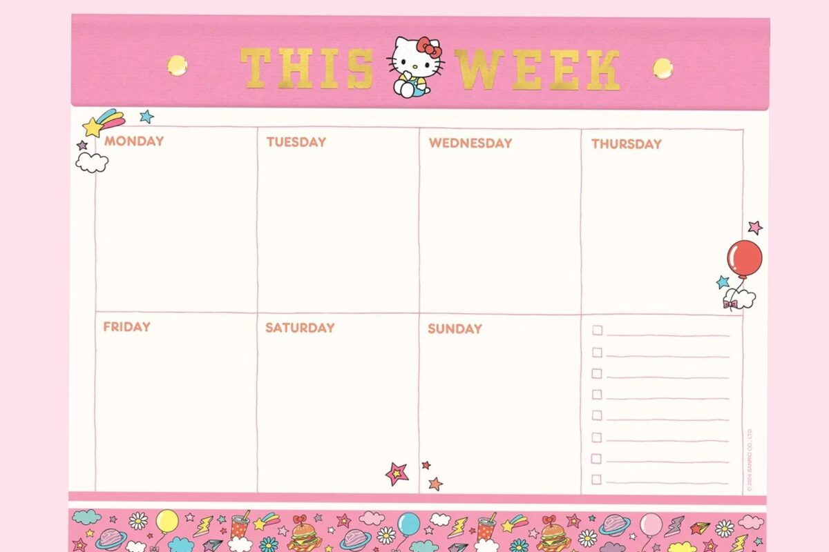 🌿 ✨ Cute Hello Kitty Weekly Desk Pad for Kawaii Planners & School Org | dream life manifestation