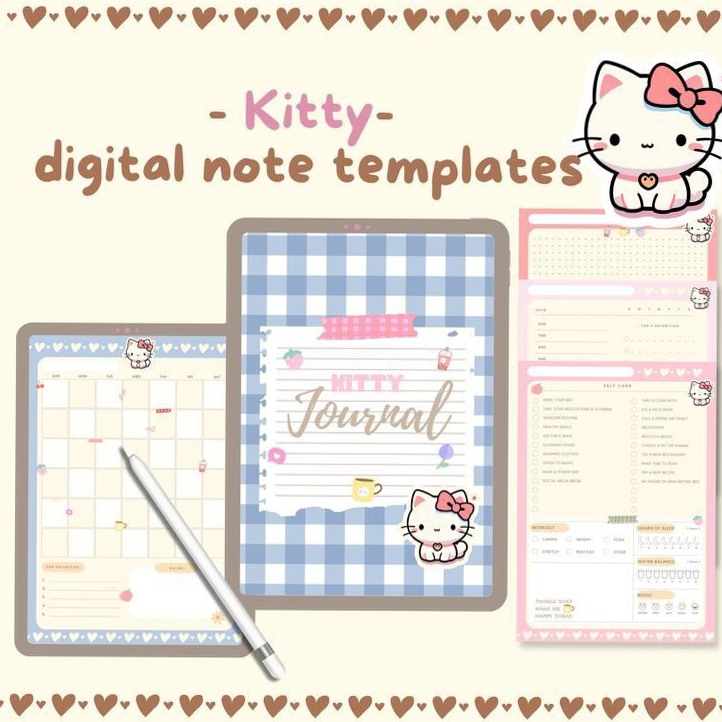 Cute Kawaii Kitty Cat Digital Notebook for Goodnotes & Samsung Notes — 🌸 💍 romanticize your routine