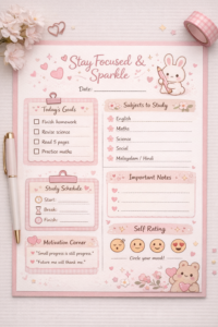 ✨ 🤍 Cute Pink Study Planner Template | Stay Focused & Sparkle | stay inspired all year long