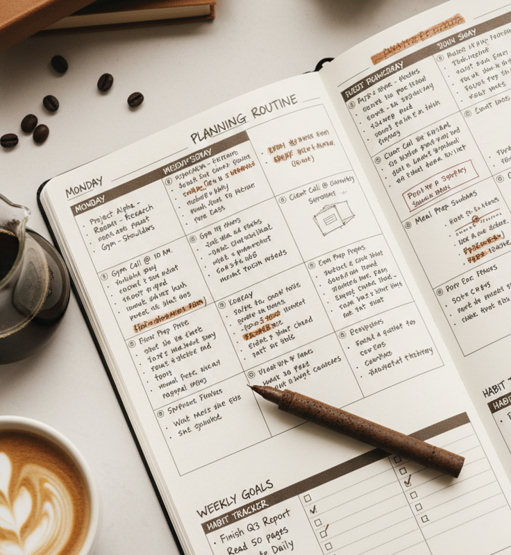🤍 🌿 Daily Deep Work & Routine Planner for Creative Minds | romanticize your routine