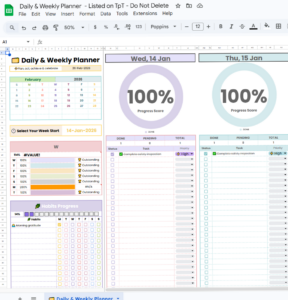 🥂 🌸 Daily/Weekly Student Planner | Google Sheets Goal Tracker | essential planning guide