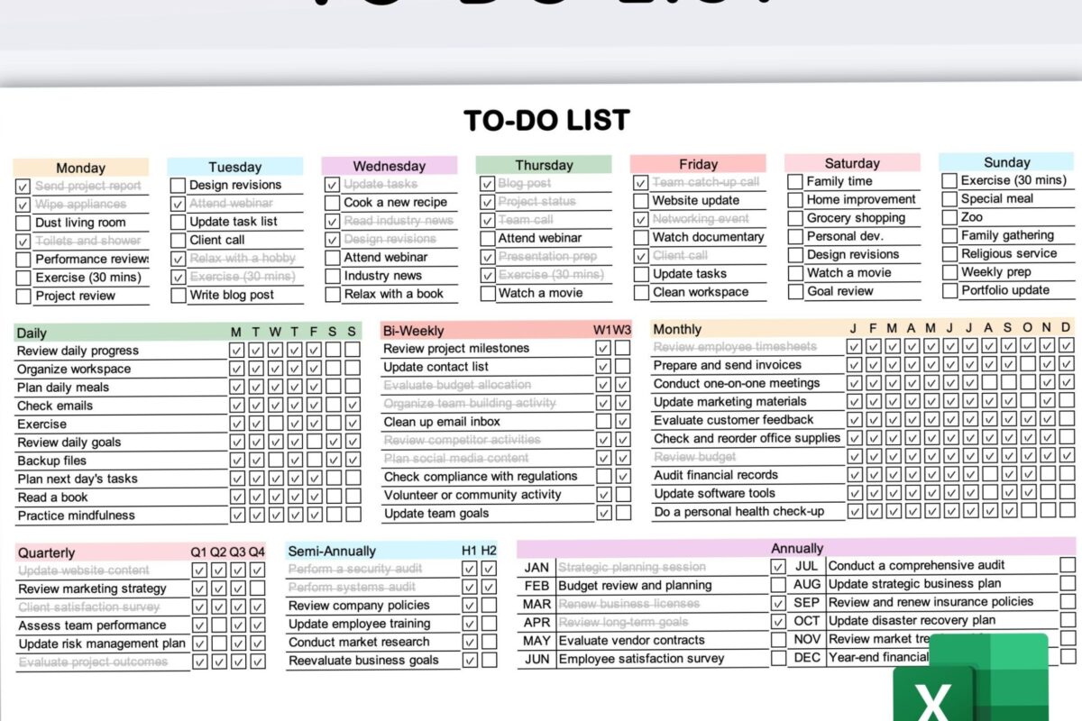 ☁️ ✨ Digital To-Do List Excel Template for Daily, Weekly, Monthly, Annual Task Tracking | 2026 efficiency hack