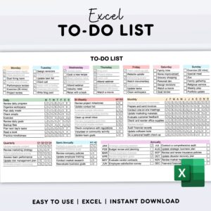 ☁️ ✨ Digital To-Do List Excel Template for Daily, Weekly, Monthly, Annual Task Tracking | 2026 efficiency hack