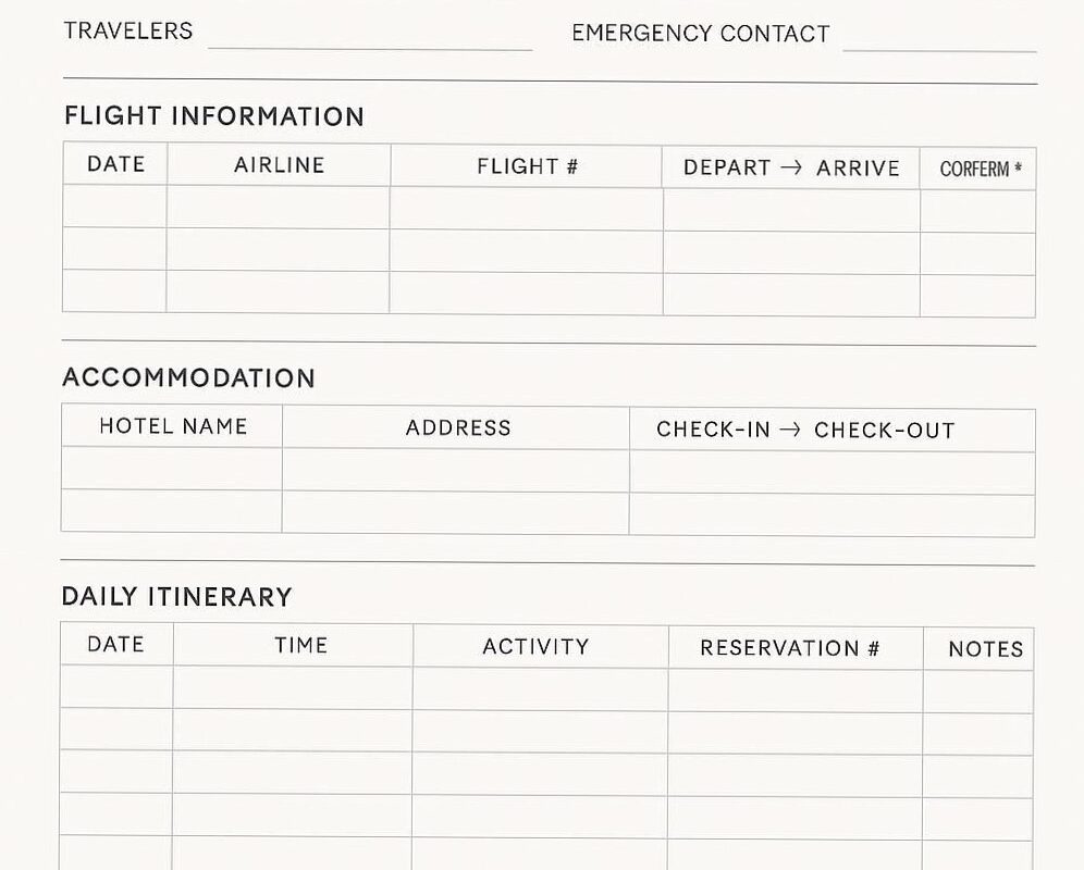 📁 📌 Digital Travel Itinerary for Nomads & Backpackers | essential planning guide