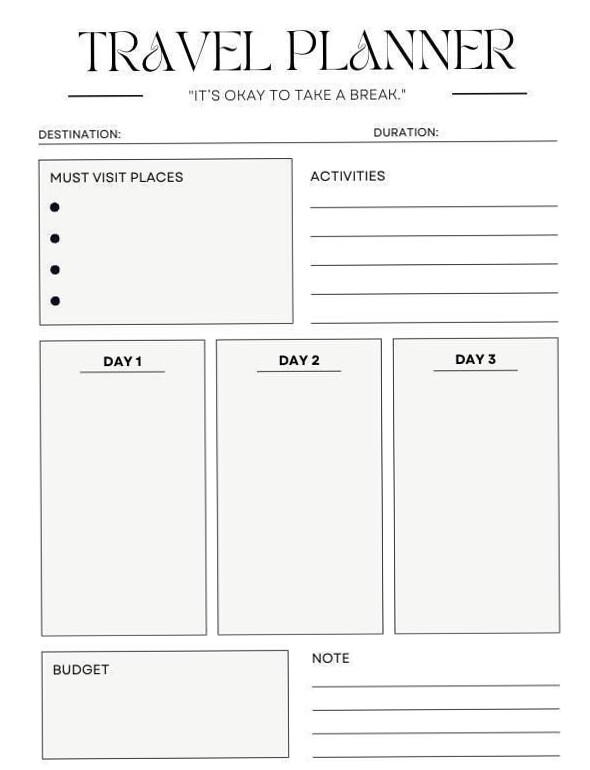 ✨ 🌿 Digital Travel & Packing Planner Template | romanticize your routine