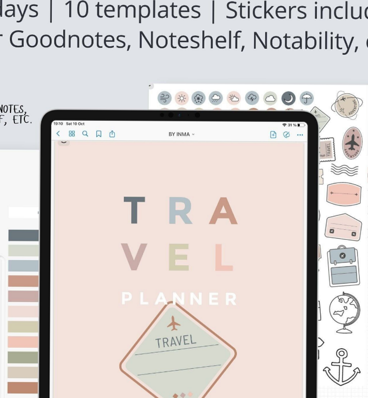 Digital Travel Planner & Itinerary for Goodnotes — 💍 🌸 no-stress tracker