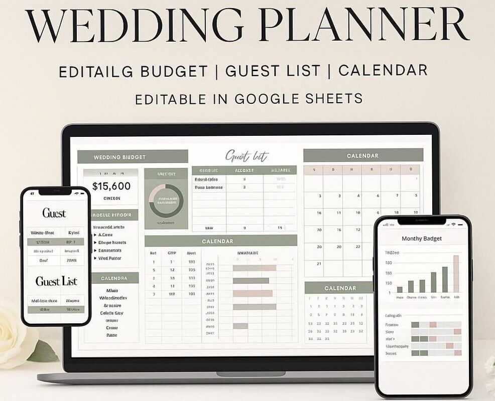 Digital Wedding Planner: Checklist, Timeline & Guest List Organizer — 💍 💍 no-stress tracker