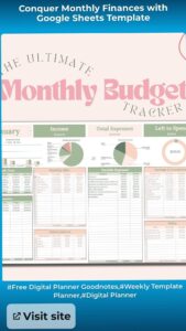 🌸 🌸 dream life manifestation: Conquer Monthly Finances with Google Sheets Template