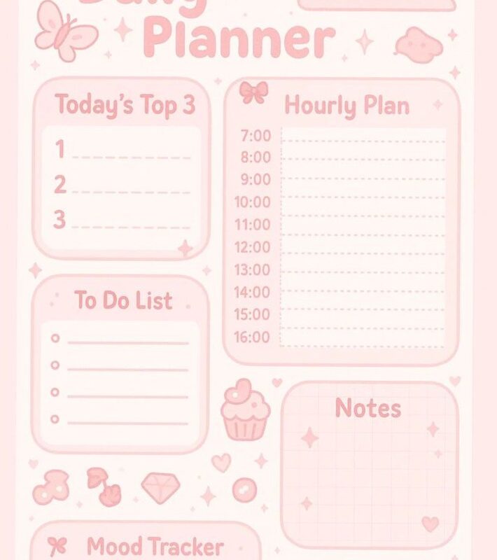 🌿 ☁️ dream life manifestation: Cute Daily/Study Planner | Digital Design | Creative Planner Assets