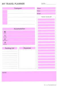 🌈 📍 dream life manifestation: Free Printable Travel Planner PDF Template