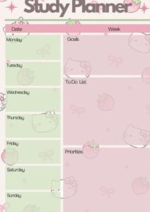 🍰 💍 dream life manifestation: Hello Kitty Strawberry Planner | Romantic Digital Design & Creative Assets