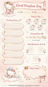 👰 💍 dream life manifestation: Kawaii Cloud Kingdom Daily Planner | Hello Kitty Wellness Journal