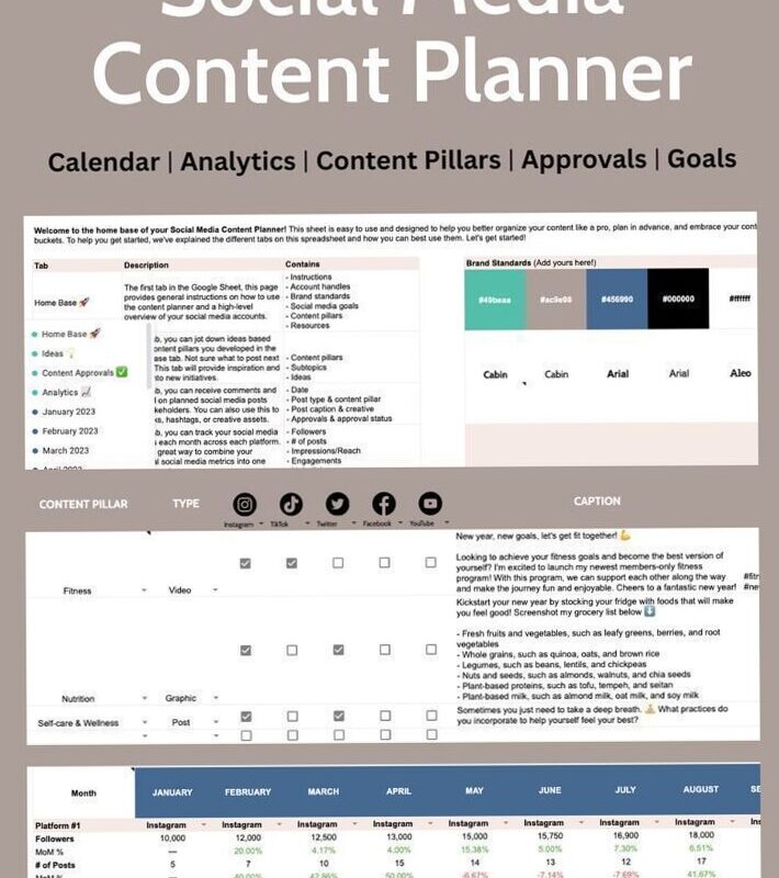 💍 🍰 dream life manifestation: Social Media Content Planner Google Sheets — Shining Mom Planners
