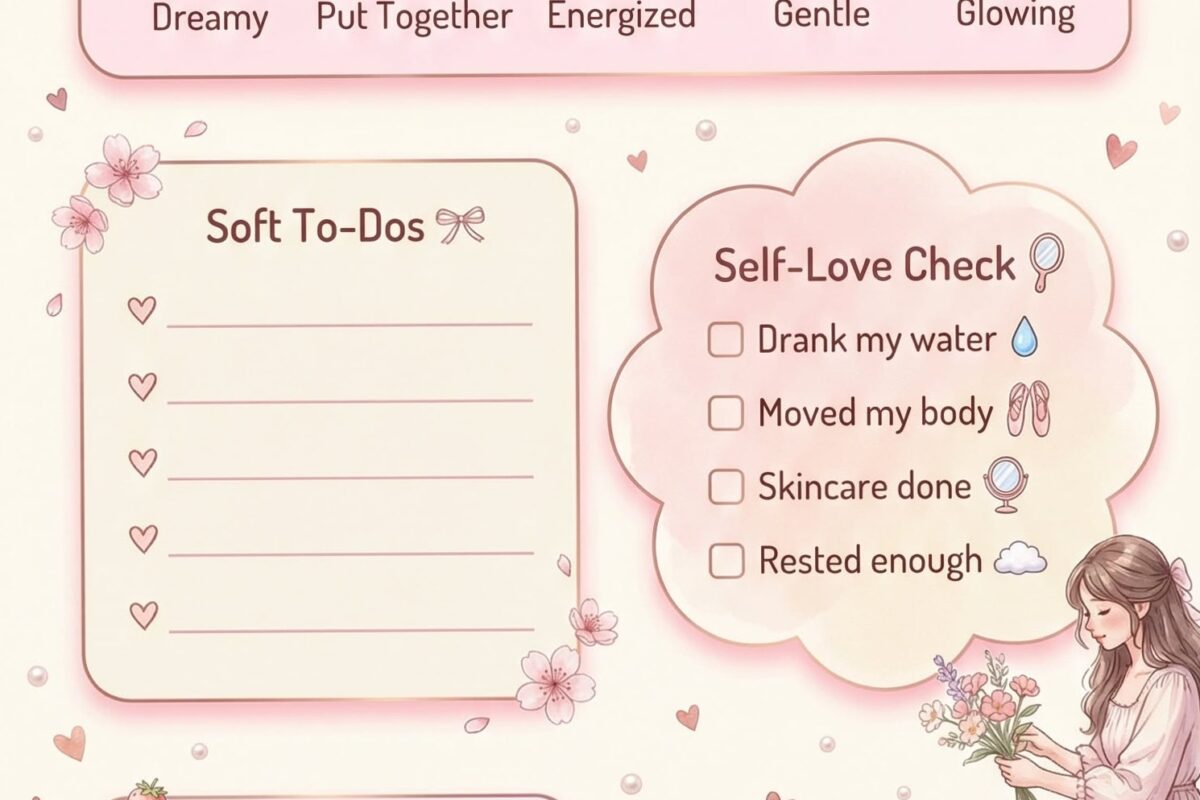📝 🖇️ dream life manifestation: Soft Girl Aesthetic Daily Planner | Pink Coquette Wellness Journal