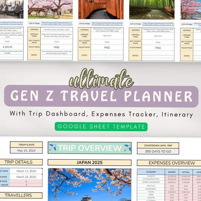 🌿 🤍 dream life manifestation: Ultimate Gen Z Travel Planner with 7 Handy Tools & Freebies