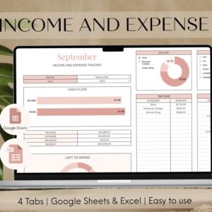 Easy Income & Expense Tracker | 4-Tab Budget Planner — 📅 📝 no-stress tracker