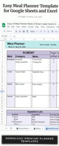 📍 🎨 Easy Meal Planner Template for Google Sheets & Excel | secret to staying productive