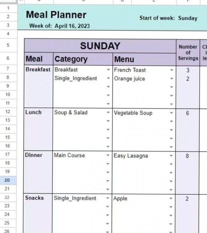 📍 🎨 Easy Meal Planner Template for Google Sheets & Excel | secret to staying productive
