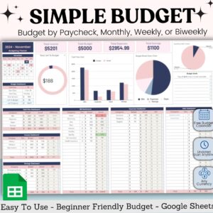 Easy Monthly Budget Planner | Google Sheet Finance Organizer — 🤍 🌿 dream life manifestation