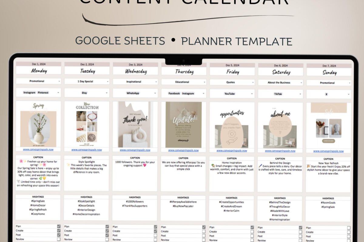 Editable Social Media Content Calendar & Planner for Multiple Platforms — 🍰 💌 secret to staying productive