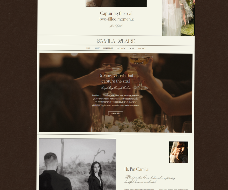 🖌️ 🎨 Editorial Showit Template for Wedding Photographers | dream life manifestation