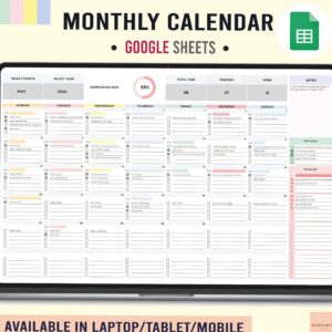 🌈 🖌️ Efficient Time Management Tool: Digital Calendar Spreadsheet with Tasks and Schedules | only tool for life admin