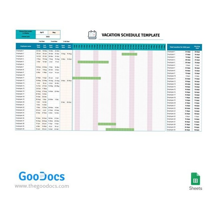 🤍 🤍 Efficient Vacation Planner Template for Employees | Google Sheets | romanticize your routine