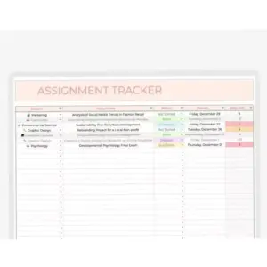 📍 🌈 Effortless Digital Assignment Tracker for Students | Google Sheets Homework Planner | essential planning guide