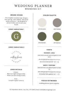 💎 📍 Elegant Wedding Planner Brand Kit – Logo, Fonts & Colors | stay inspired all year long