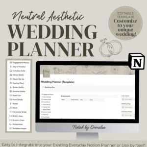 Elegant Wedding Planning Notion Template for a Beautiful, Minimalist Day — ✨ 🌿 pro digital dashboard
