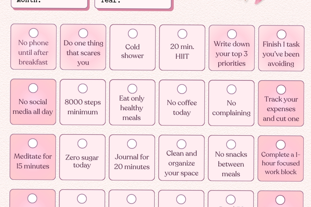 🎀 ☁️ essential planning guide: 30 Day Discipline Challenge Tracker | Self Improvement Planner