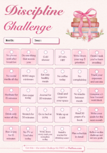 🎀 ☁️ essential planning guide: 30 Day Discipline Challenge Tracker | Self Improvement Planner