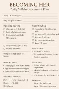 ✨ 🌿 essential planning guide: Becoming Her Daily Planner | Self-Improvement Tracker for Women