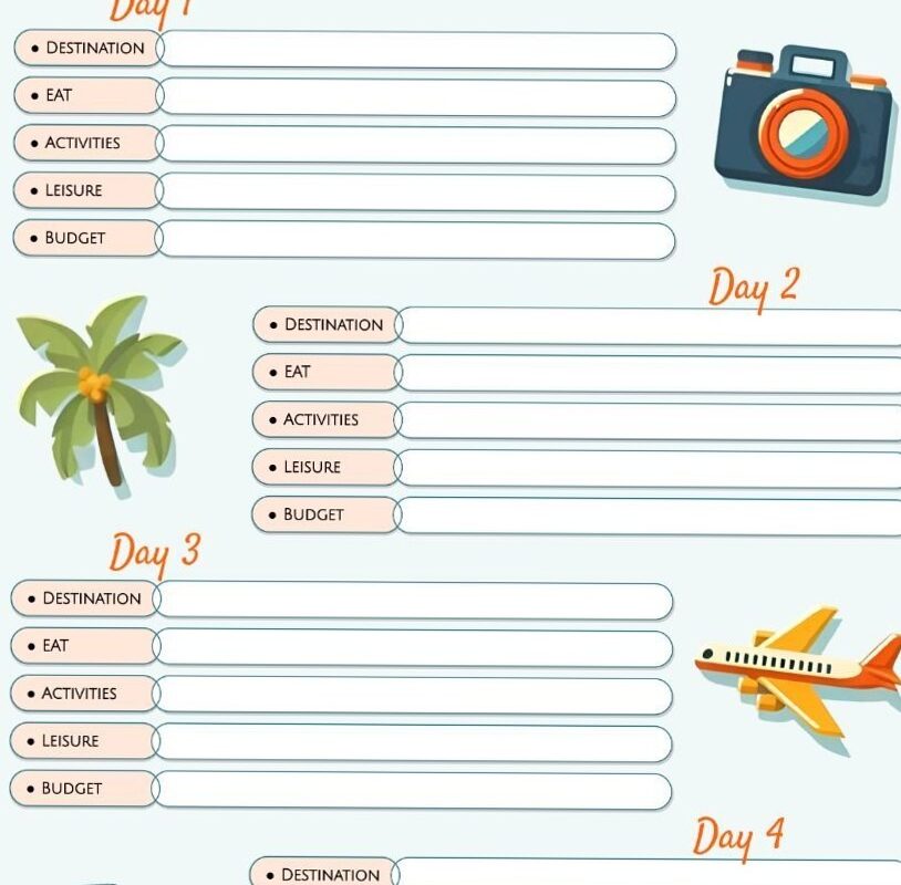 ✨ 🤍 essential planning guide: Creative Illustrated Travel Itinerary Templates for Digital Planners