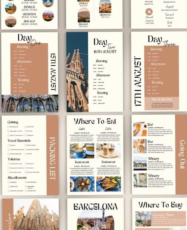 🍰 🍰 essential planning guide: Editable Travel Itinerary Template for Honeymoon & Holiday Planning